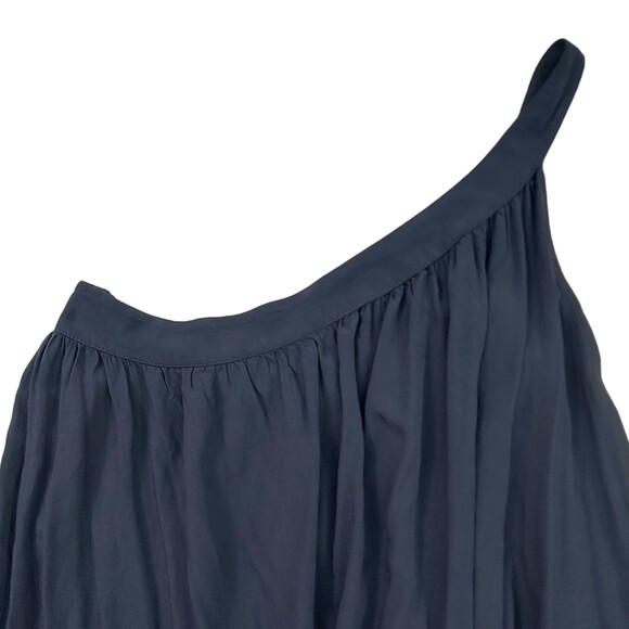 Old Navy Dress Womens Medium Navy One Shoulder Midi Pleated Rayon Cocktail Event - Picture 5 of 13